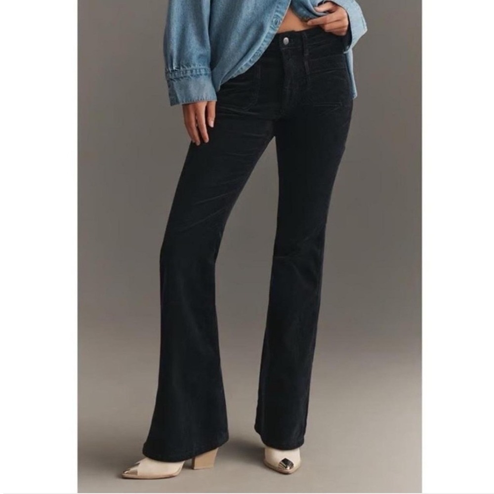 Anthropologie Pilcro Superscript velvet corduroy navy Blue Bootcut Flare Pants 8